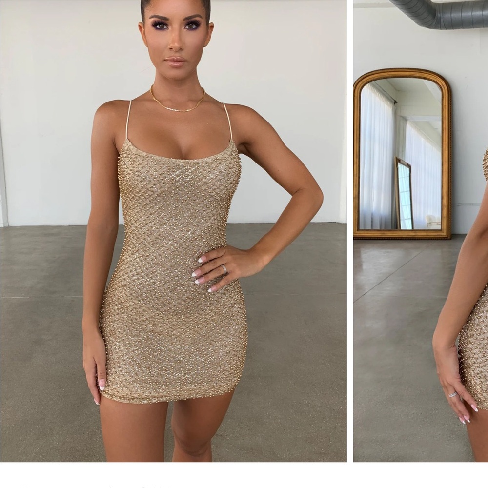Oh Polly Gold Mini Dress